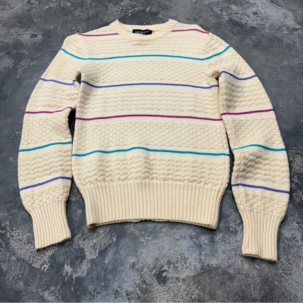 Slalom Fine Wool Textured Stripe Sweater - Picture 3 of 8